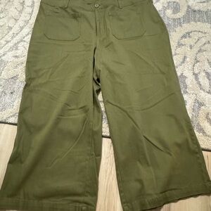 Olive Green Wide-Leg Cropped Pants NWT
